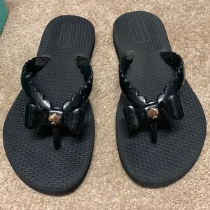 Kate Spade Pink Scalloped Bow Logo Denise Flip Flops Sandals